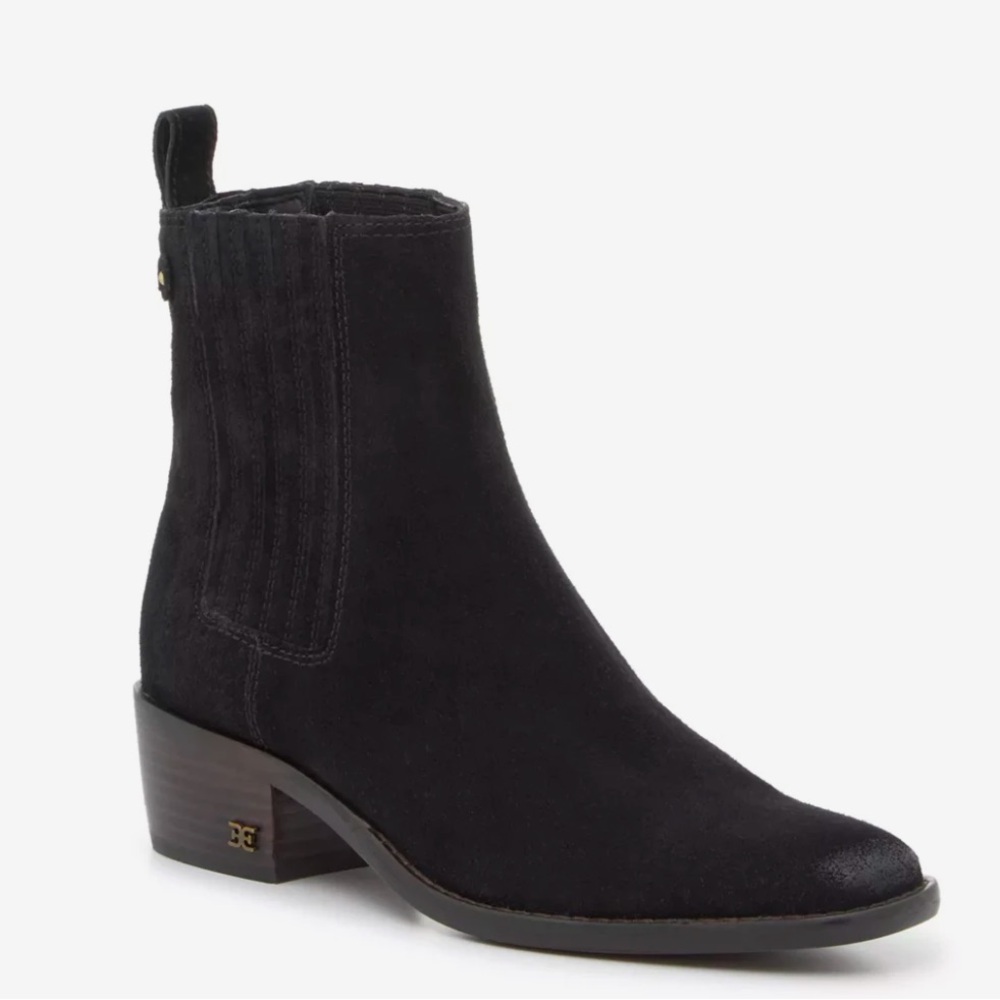 Brand New Sam Edelman Bronson Black Suede Bootie size 7